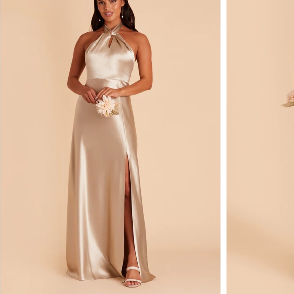 Birdy grey taupe maxi satin gown